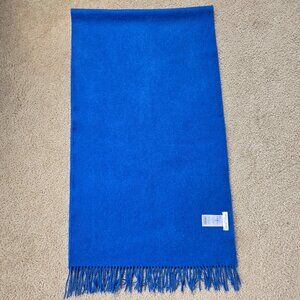 NWOT Christian Berg Wool Cashmere Fringe Scarf Royal Blue